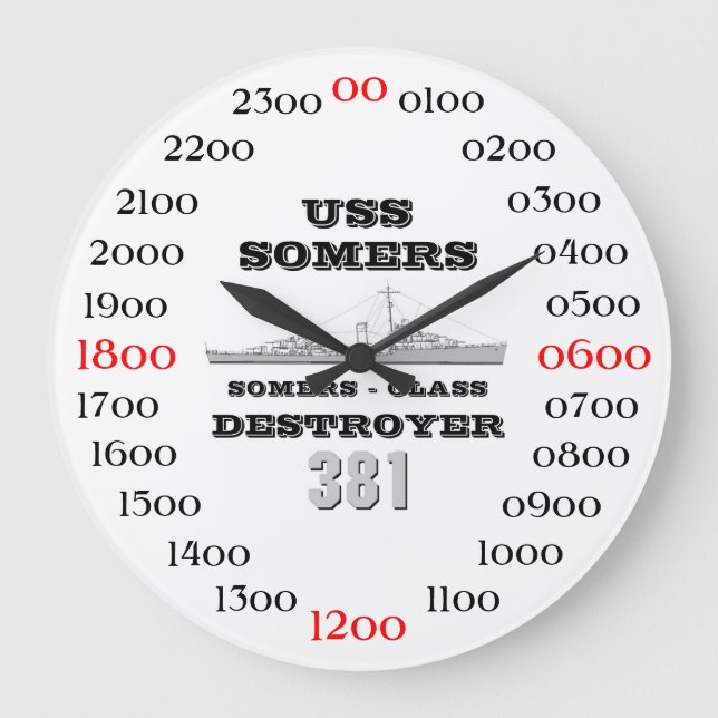 USS Somers (DD-381) Große Wanduhr (Vorderseite)