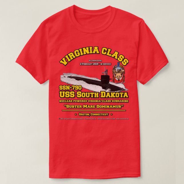 USS South Dakota SSN790 Navy U-Boot T-Shirt (Design vorne)