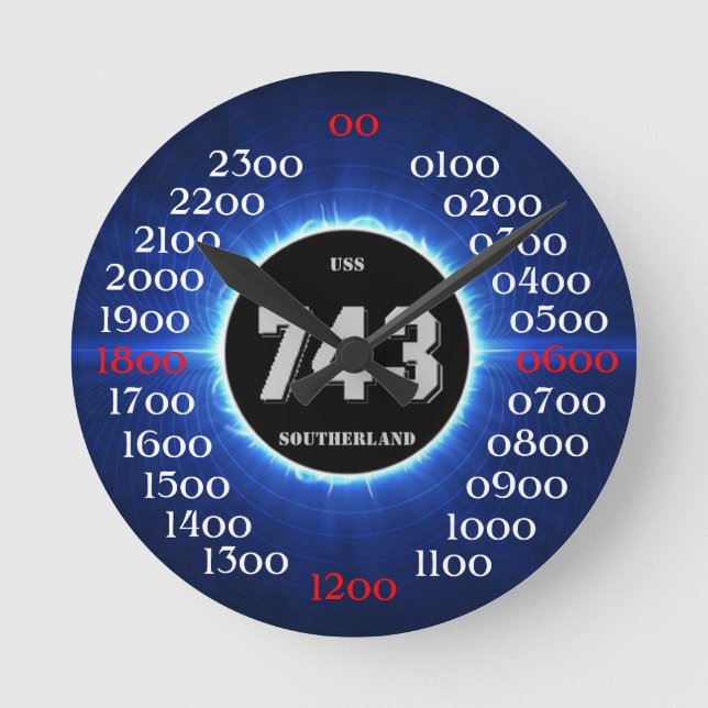 USS Southerland (DD / DDR 743) Runde Wanduhr (Vorderseite)