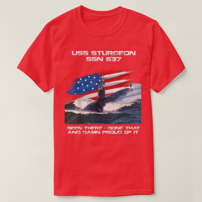 USS Sturgeon SSN637 American Flag U-Boot Vetera T-Shirt (Design vorne)