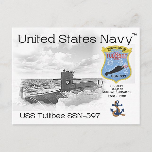 USS TULLIBEE SSN-597 SUBMARINE - POSTCARD POSTKARTE (Vorderseite)