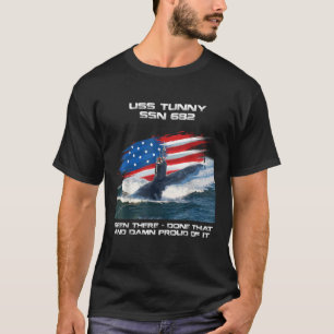 USS Tunny SSN 682 American Flag U-Boot Veteran T-Shirt