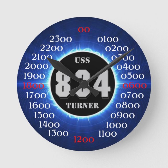 USS Turner (DD-834) (DDR-834) Runde Wanduhr (Vorderseite)