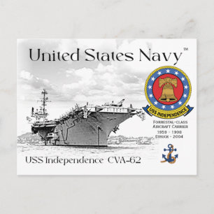 USS UNABHÄNGIGKEIT CVA-62 CARRIER Postcard Postkarte