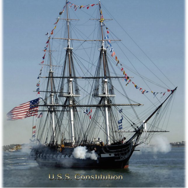 USS Verfassung Firing Cannons Freistehende Fotoskulptur (Vorne)