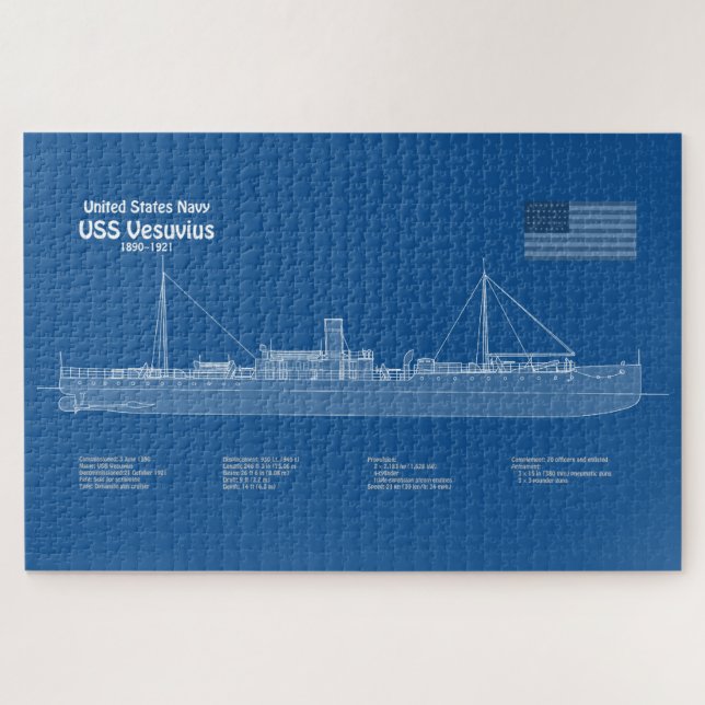 USS Vesuvius - Schiffs-Blueprint-Pläne ABD (Horizontal)