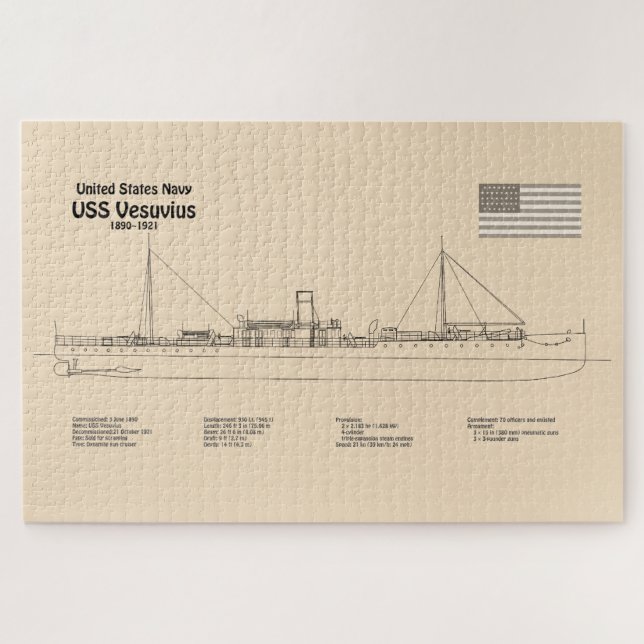 USS Vesuvius - Schiffs-Blueprint-Pläne SD (Horizontal)