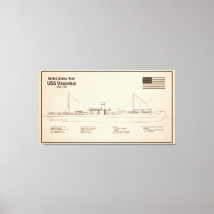 USS Vesuvius - Schiffs-Blueprint-Pläne SD Leinwanddruck