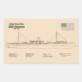 USS Vesuvius - Schiffs-Blueprint-Pläne SD Rechteckiger Aufkleber