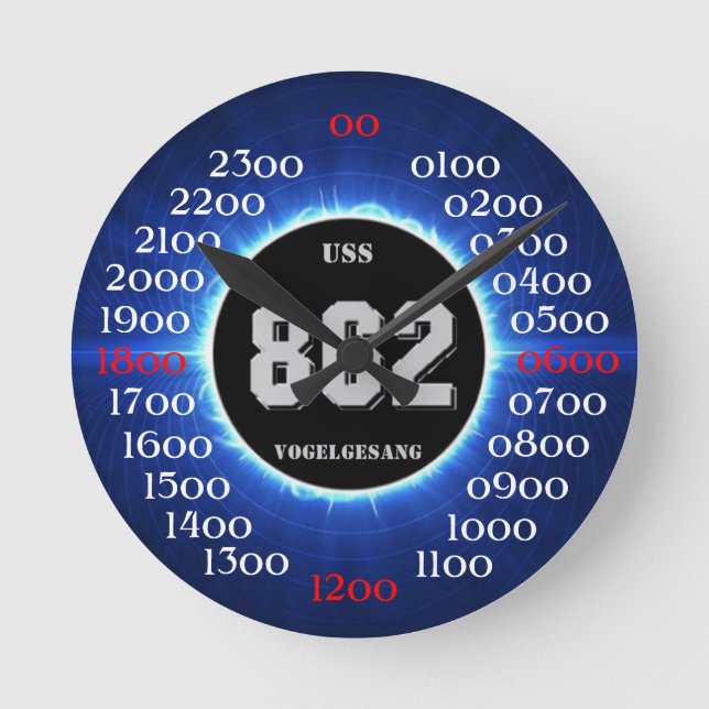 USS Vogelgesang (DD-862) Runde Wanduhr (Vorderseite)