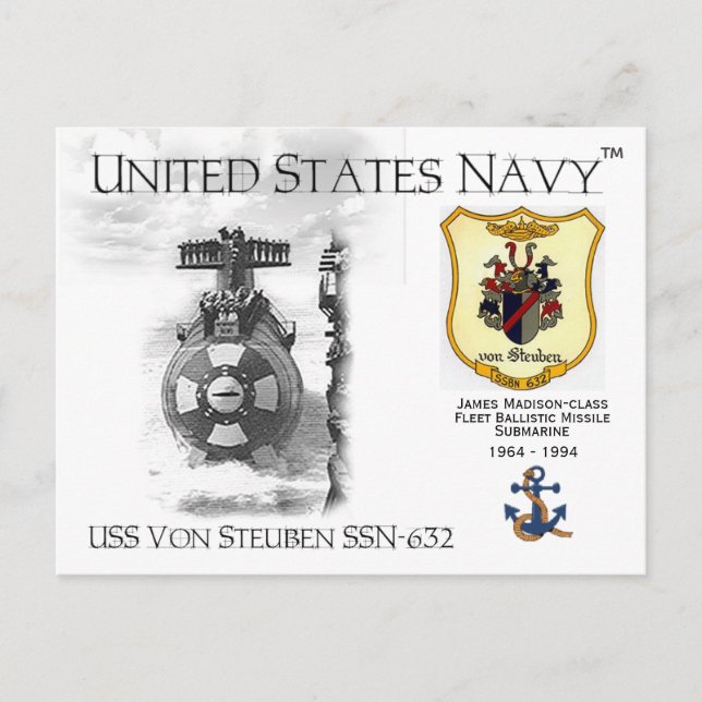 USS VON STEUBEN SSN-632 SOUS-MARINE - CARTE POSTAL (Devant)