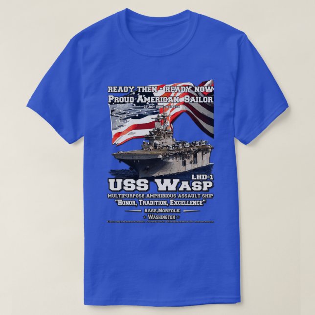 USS Wasp LHD1 Amphibienangriffschiff T-Shirt (Design vorne)