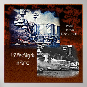 USS West Virginia, Pearl Harbor 1941 Klein Poster