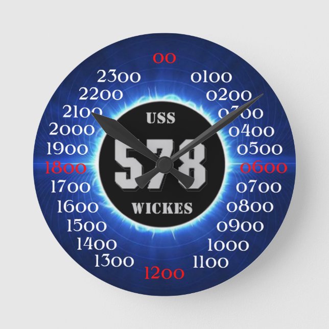 USS Wickes (DD-578) Runde Wanduhr (Vorderseite)