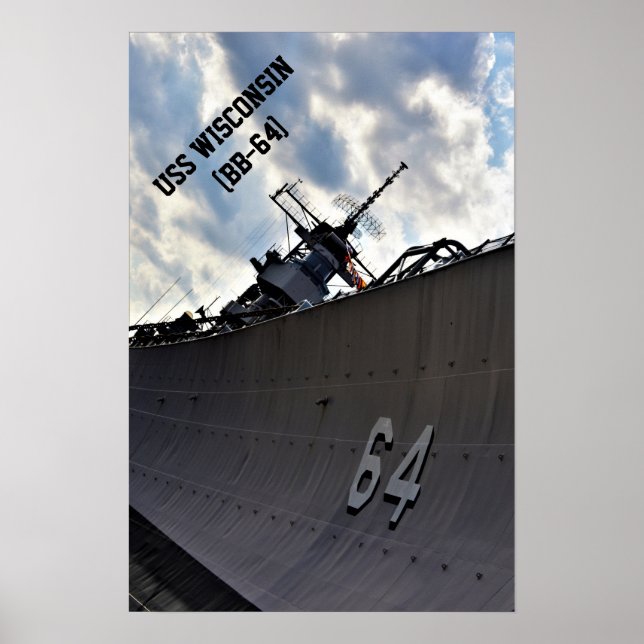 USS Wisconsin (BB-64) ~ US Militärisches Schlachts Poster (Vorne)