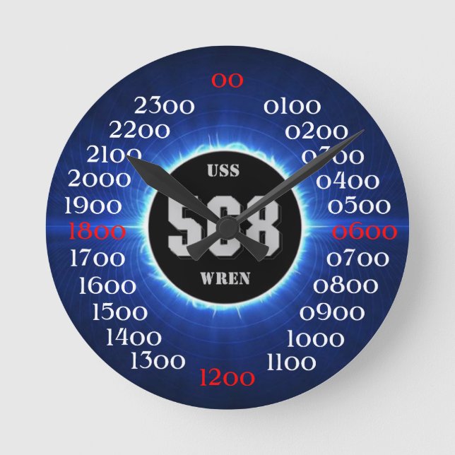 USS-Zaunkönig (DD-568) Runde Wanduhr (Vorderseite)