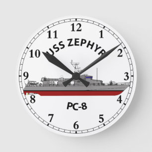 USS Zephyr PC-8 Patrouillen-Küstenschiff Runde Wanduhr