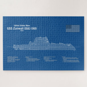 USS Zumwalt - Schiffs-Blueprint Pläne ABD
