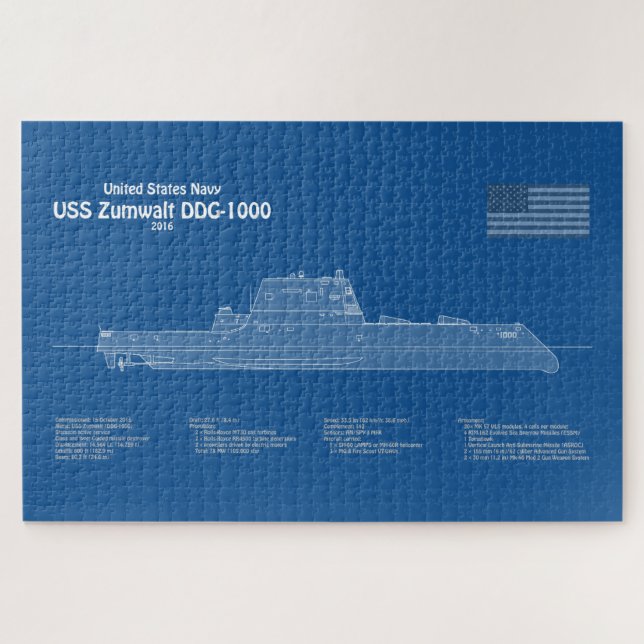 USS Zumwalt - Schiffs-Blueprint Pläne ABD (Horizontal)