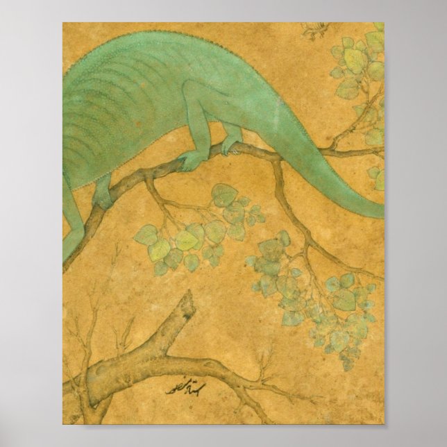 Ustad Mansur - Chameleon in einem Baum Poster (Vorne)
