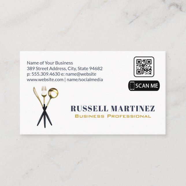 Ustensiles | Carte de visite de code QR (Devant)