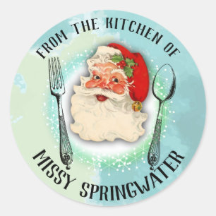 ustensiles père Noël de la cuisine du étiquette de