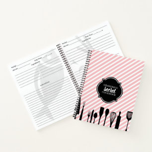 Ustensiles rose et blanc Carnet de recette personn