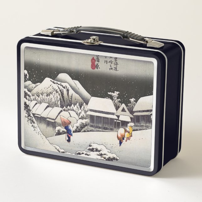 Utagawa Hiroshige - Abend Snow bei Kanbara Metall Brotdose (Vorderseite)