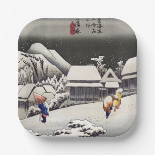 Utagawa Hiroshige - Abend Snow bei Kanbara Pappteller