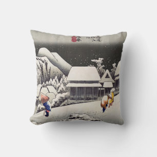Utagawa Hiroshige - Abendlicher Schnee in Kanbara Kissen