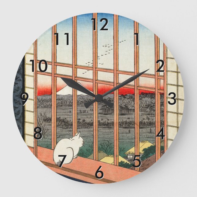 Utagawa Hiroshige - Felder in Asakusa - Rice Große Wanduhr (Vorderseite)