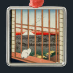 Utagawa Hiroshige - Felder in Asakusa - Rice Ornament Aus Metall<br><div class="desc">Asakusa Reisfelder und Torinomachi Festival - Nummer 101 in der Serie One Hundred Famous Views From Edo - Utagawa Hiroshige, Holzblock Farbe Druck, 1857. Ukiyo-e print zeigt eine Katze, die auf einer Wand sitzt, wo die Schiebetüren geöffnet wurden und den Festivalzug in den Reisfeldern in der Nähe beobachtet hat, mit...</div>