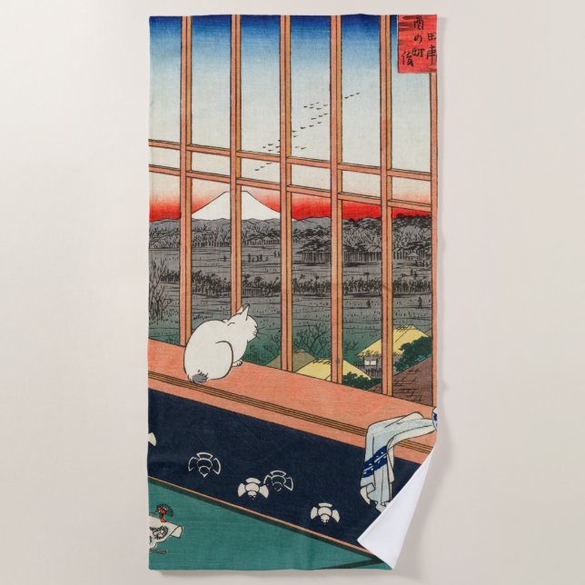 Utagawa Hiroshige - Felder in Asakusa - Rice Strandtuch (Vorderseite)