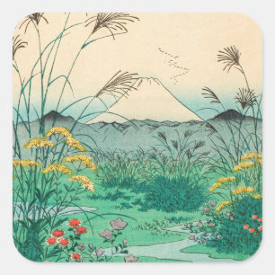 Utagawa Hiroshige - Otsuki-Ebene in der Provinz Ka Quadratischer Aufkleber