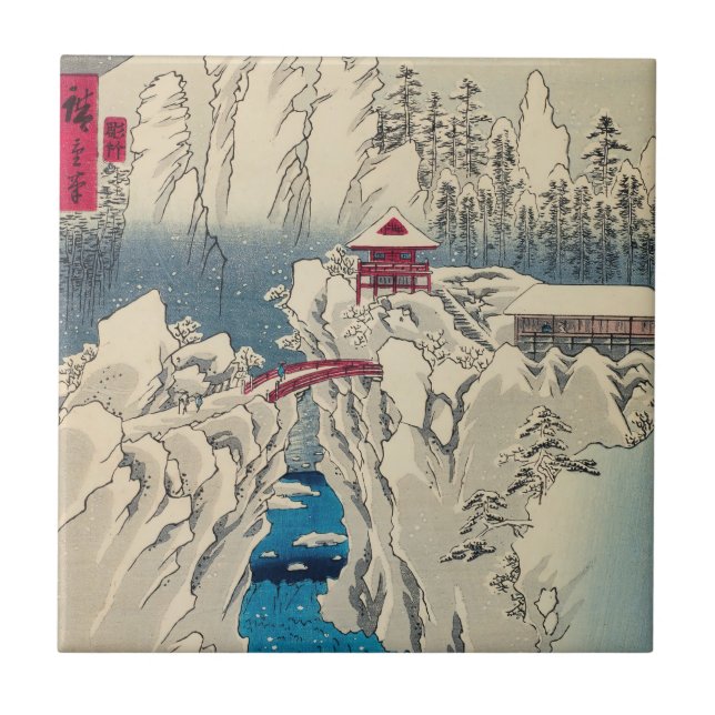 Utagawa Hiroshige - Schnee auf dem Berg Haruna Fliese (Vorderseite)