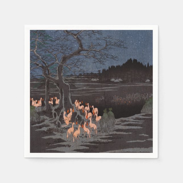 Utagawa Hiroshige - Silvester Foxfire Serviette (Vorderseite)