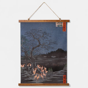 Utagawa Hiroshige - Silvester Foxfire Wandteppich Mit Holzrahmen