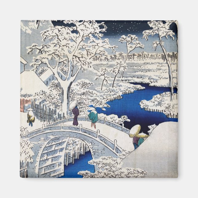 Utagawa Hiroshige - Trommelbrücke bei Meguro Magnet (Vorne)