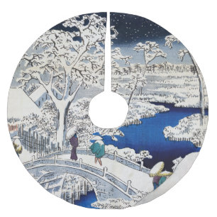 Utagawa Hiroshige - Trommelbrücke bei Meguro Polyester Weihnachtsbaumdecke