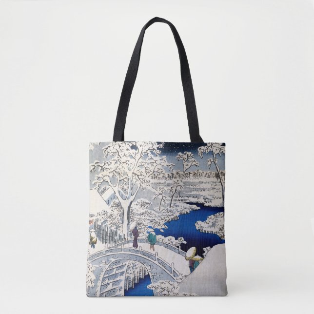 Utagawa Hiroshige - Trommelbrücke bei Meguro Tasche (Vorderseite)