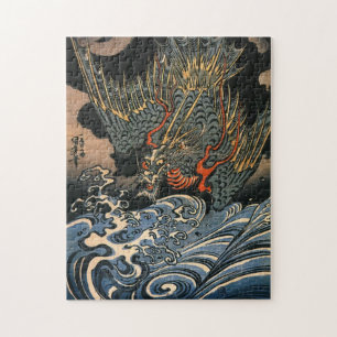 Utagawa Kuniyoshi Drache, der in Wasser taucht