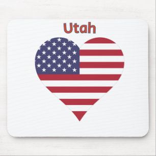 Utah American Flag Heart Mousepad