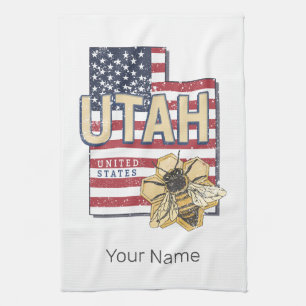 Utah Bee United Staaten Retro Map Vintag USA Geschirrtuch