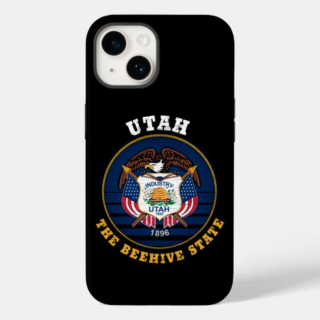 UTAH BEEHIVE STAAT FLAG Case-Mate iPhone 14 HÜLLE (Rückseite)
