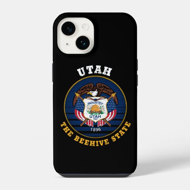 UTAH BEEHIVE STAAT FLAG iPhone 14 HÜLLE (Rückseite)