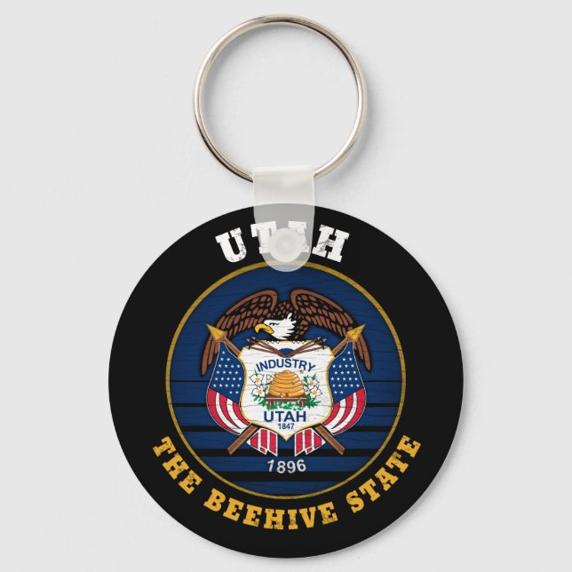 UTAH BEEHIVE STAAT FLAG SCHLÜSSELANHÄNGER (Vorderseite)