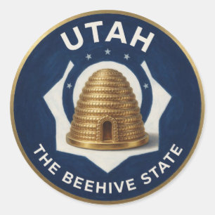 Utah Bienenstock-Emblem 🐝 Runder Aufkleber