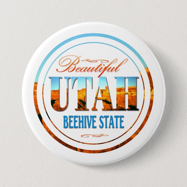 Utah-Bienenstock-Staat Button (Vorderseite)