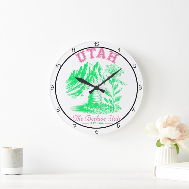 Utah Bienenstock-Staatslilie Große Wanduhr (Zuhause)