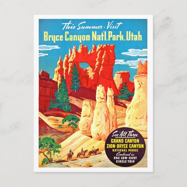 Utah, Bruce Canyon National Park, Vintage Reise Postkarte (Vorderseite)